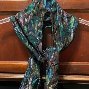 Vintage 57” x 10” Multicolor Shimmer Scarf